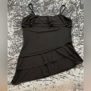 Asymmetrical Spaghetti Strap Tank Top with Ruffles